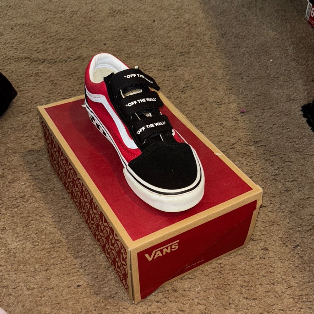 Vans Black and Red Velcro Sneakers